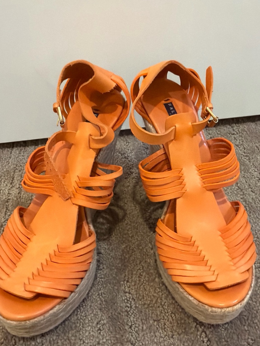 Ralph Lauren - Orange Women's Woven Platform Wedge Sandals